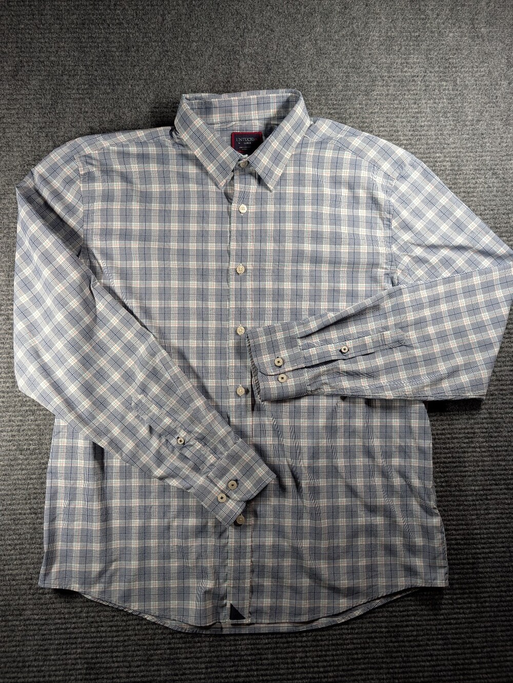 UNTUCKit Burklin Men's L Blue White Pink Plaid Long Sleeve Button Up Shirt